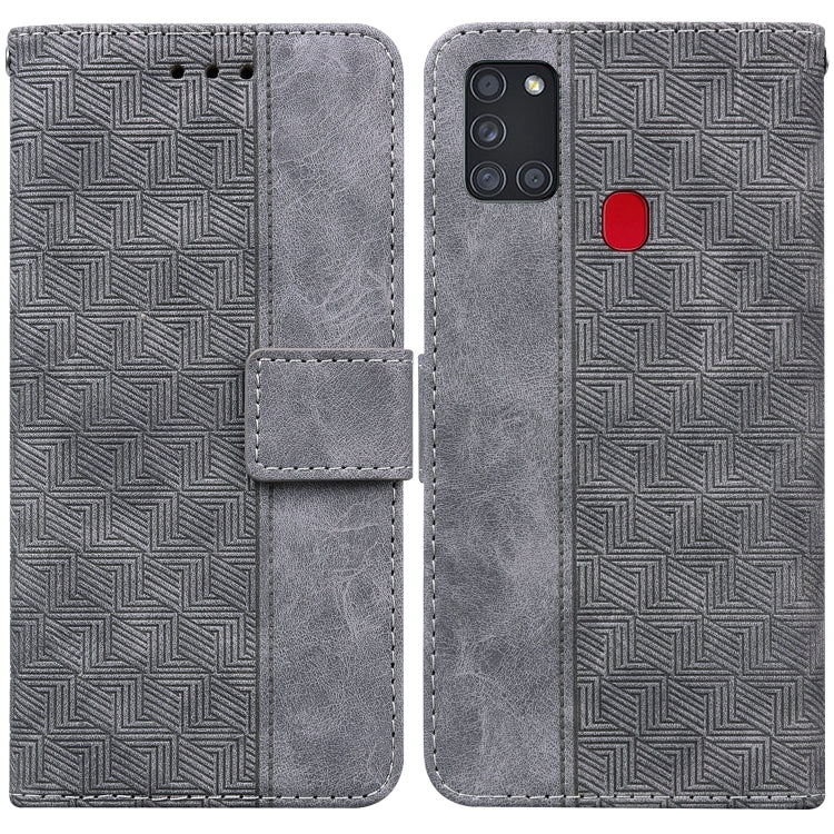 For Samsung Galaxy A21s Geometric Embossed Leather Phone Case