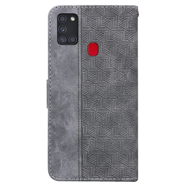 For Samsung Galaxy A21s Geometric Embossed Leather Phone Case