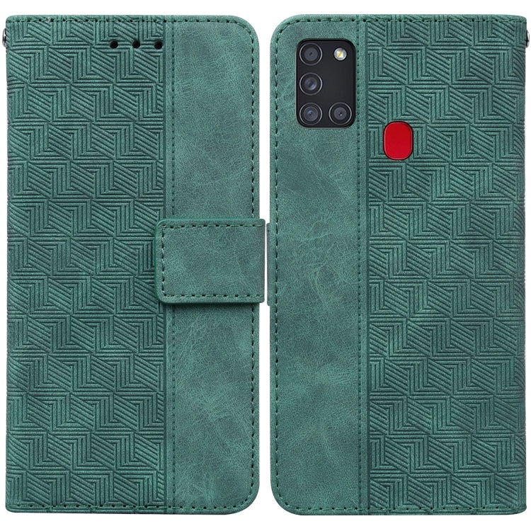 For Samsung Galaxy A21s Geometric Embossed Leather Phone Case