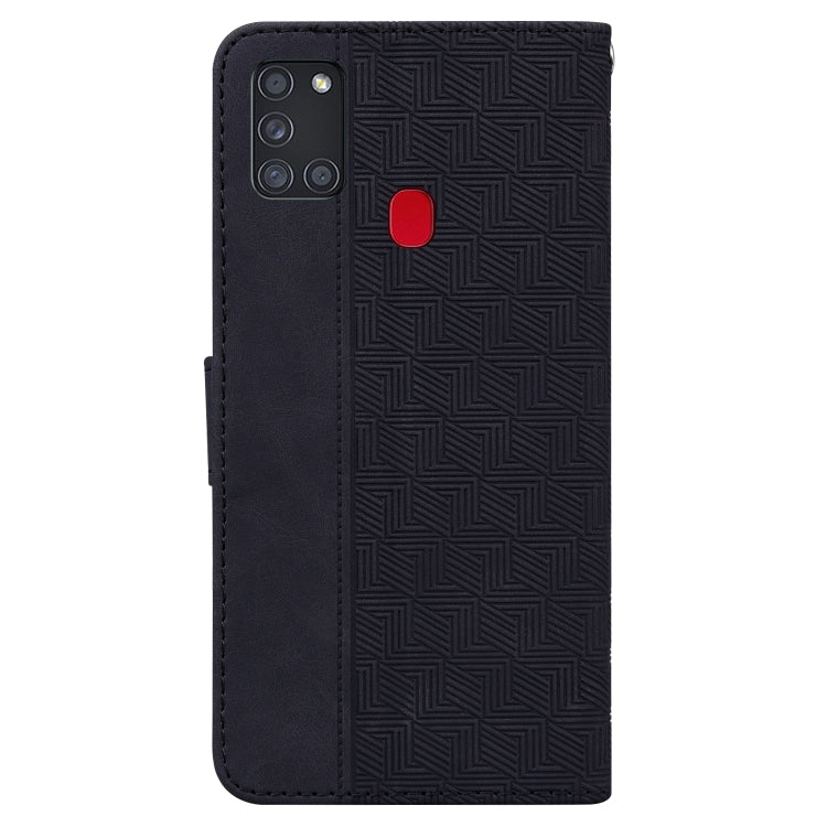 For Samsung Galaxy A21s Geometric Embossed Leather Phone Case