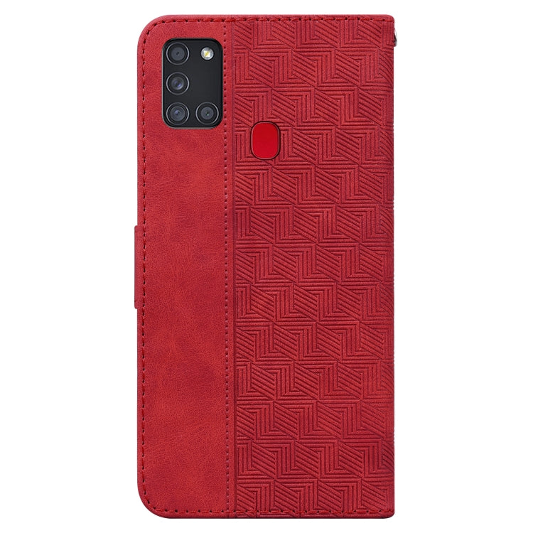 For Samsung Galaxy A21s Geometric Embossed Leather Phone Case