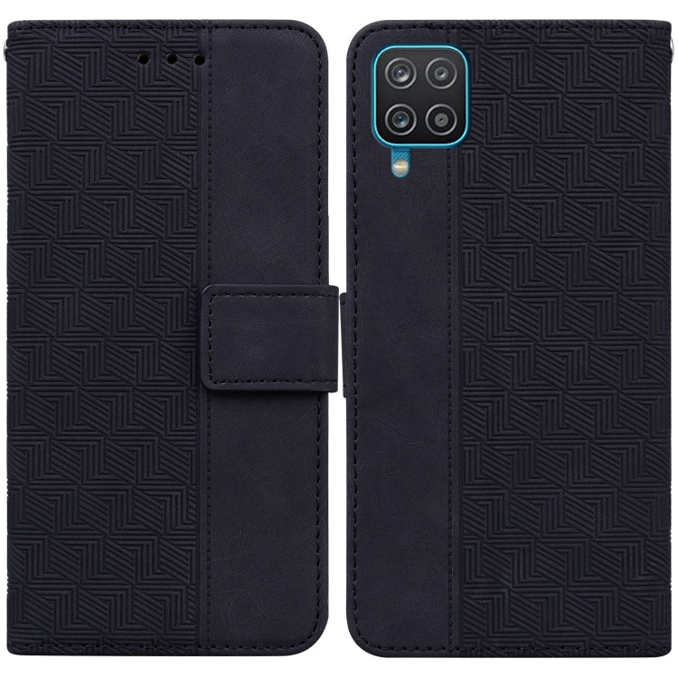 For Samsung Galaxy A22 4G Geometric Embossed Leather Phone Case