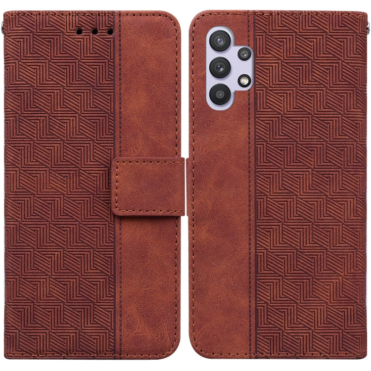 For Samsung Galaxy A32 4G Geometric Embossed Leather Phone Case