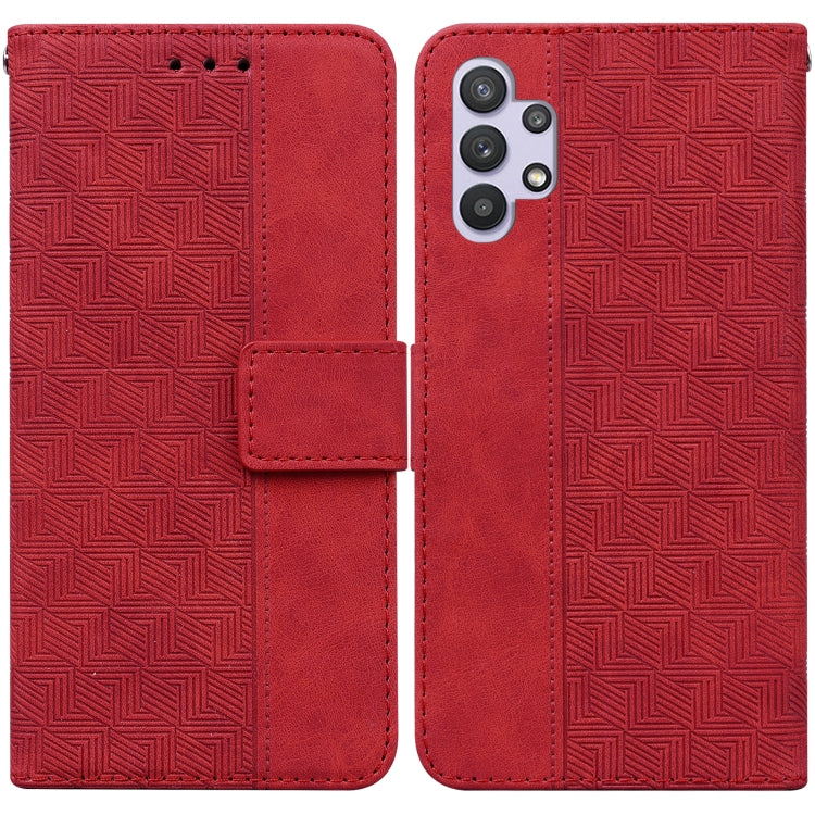 For Samsung Galaxy A32 4G Geometric Embossed Leather Phone Case
