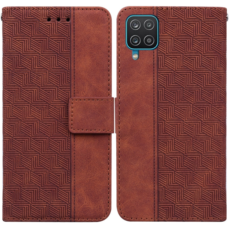 For Samsung Galaxy F22 4G Geometric Embossed Leather Phone Case