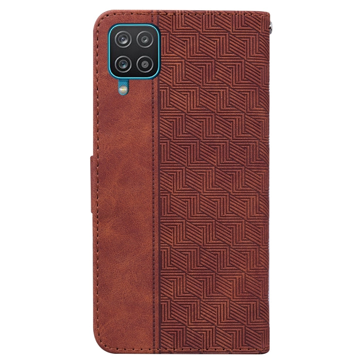 For Samsung Galaxy F22 4G Geometric Embossed Leather Phone Case