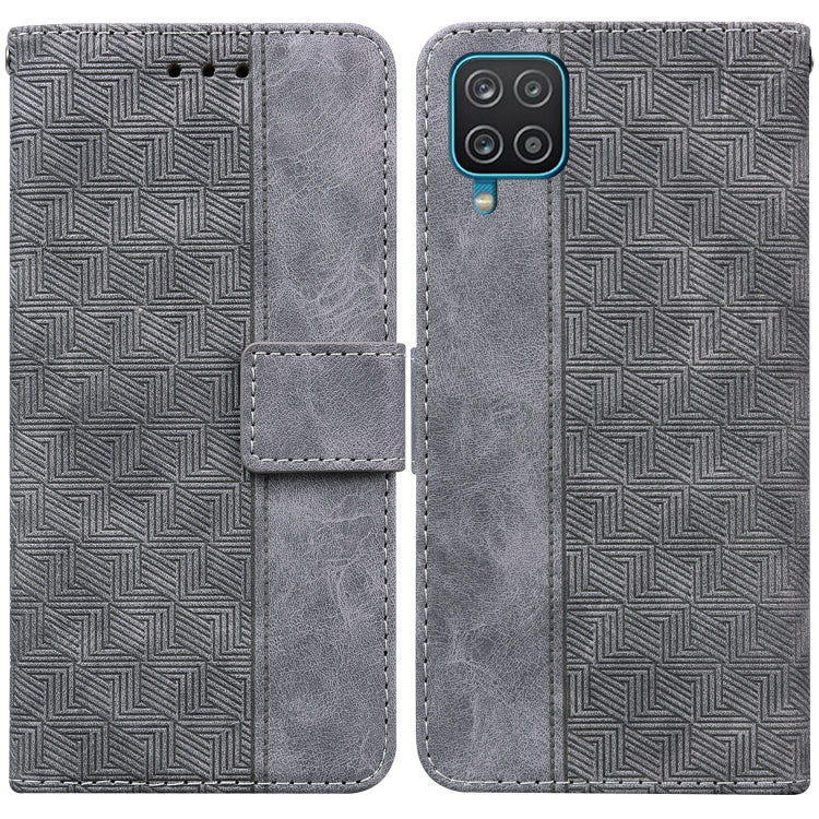 For Samsung Galaxy M32 4G Indian / International Version Geometric Embossed Leather Phone Case