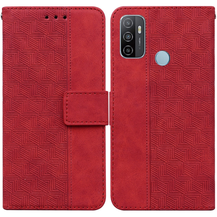 For OPPO A53 / A33 Geometric Embossed Leather Phone Case