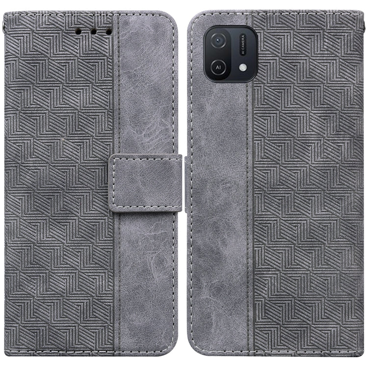 For OPPO A16K Geometric Embossed Leather Phone Case