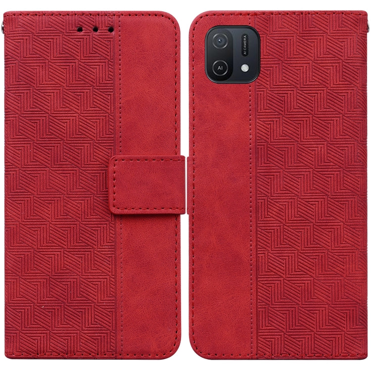 For OPPO A16K Geometric Embossed Leather Phone Case