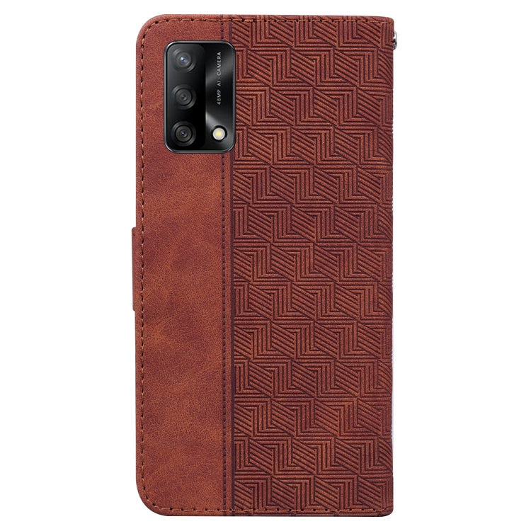 For OPPO A74 4G / F19 4G Geometric Embossed Leather Phone Case