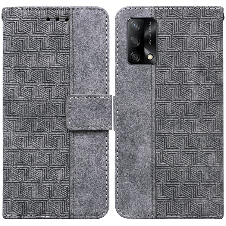 For OPPO A74 4G / F19 4G Geometric Embossed Leather Phone Case