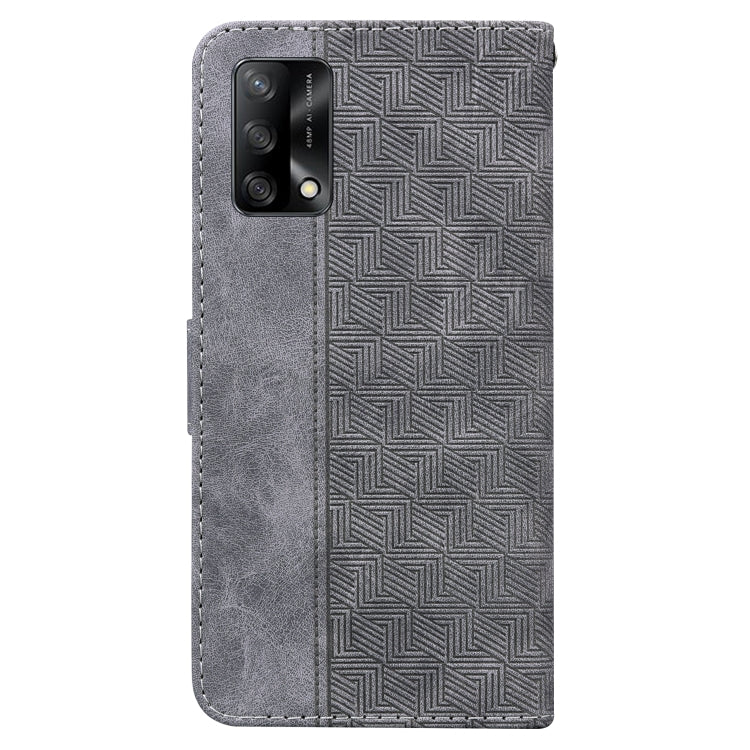 For OPPO A74 4G / F19 4G Geometric Embossed Leather Phone Case