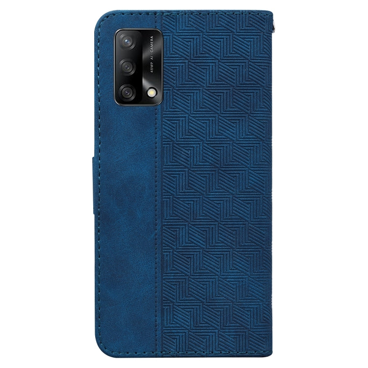 For OPPO A74 4G / F19 4G Geometric Embossed Leather Phone Case