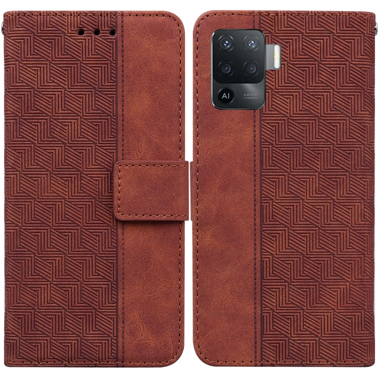 For OPPO A94 4G / F19 Pro / Reno5 F Geometric Embossed Leather Phone Case