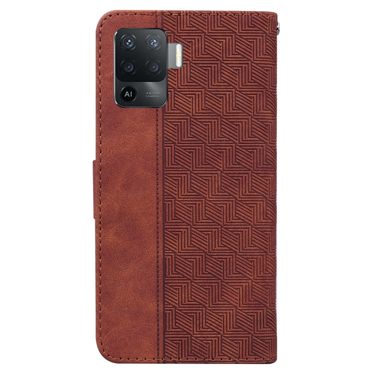 For OPPO A94 4G / F19 Pro / Reno5 F Geometric Embossed Leather Phone Case