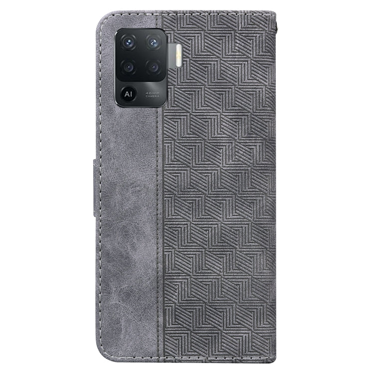 For OPPO A94 4G / F19 Pro / Reno5 F Geometric Embossed Leather Phone Case