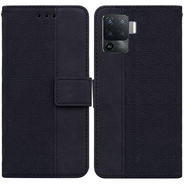 For OPPO A94 4G / F19 Pro / Reno5 F Geometric Embossed Leather Phone Case