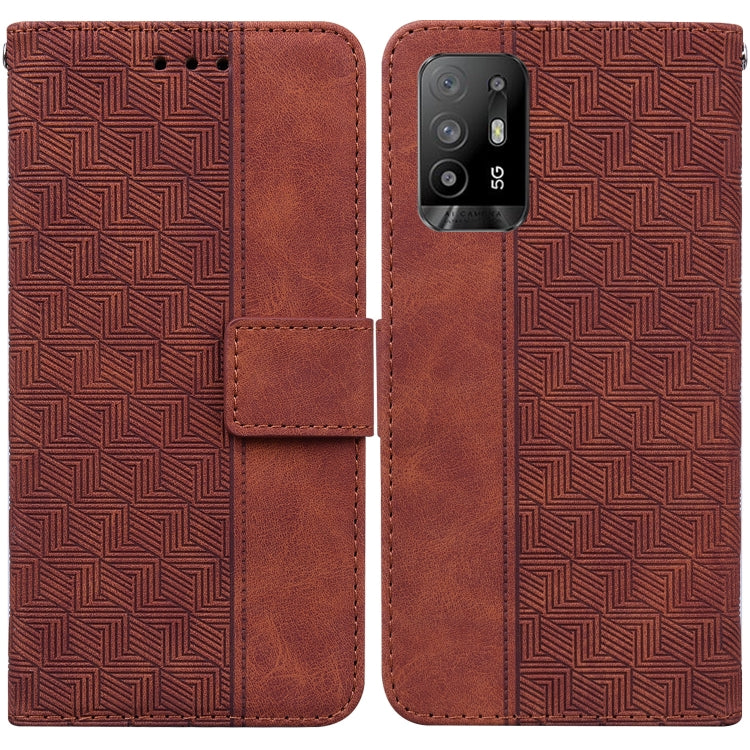 For OPPO A94 5G / F19 Pro+ 5G / Reno5 Z Geometric Embossed Leather Phone Case