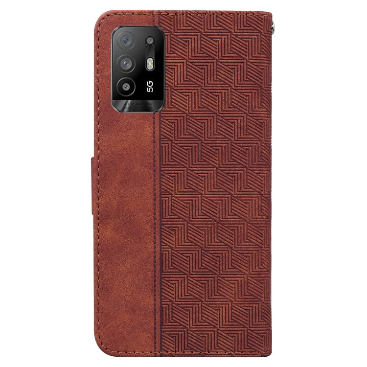 For OPPO A94 5G / F19 Pro+ 5G / Reno5 Z Geometric Embossed Leather Phone Case