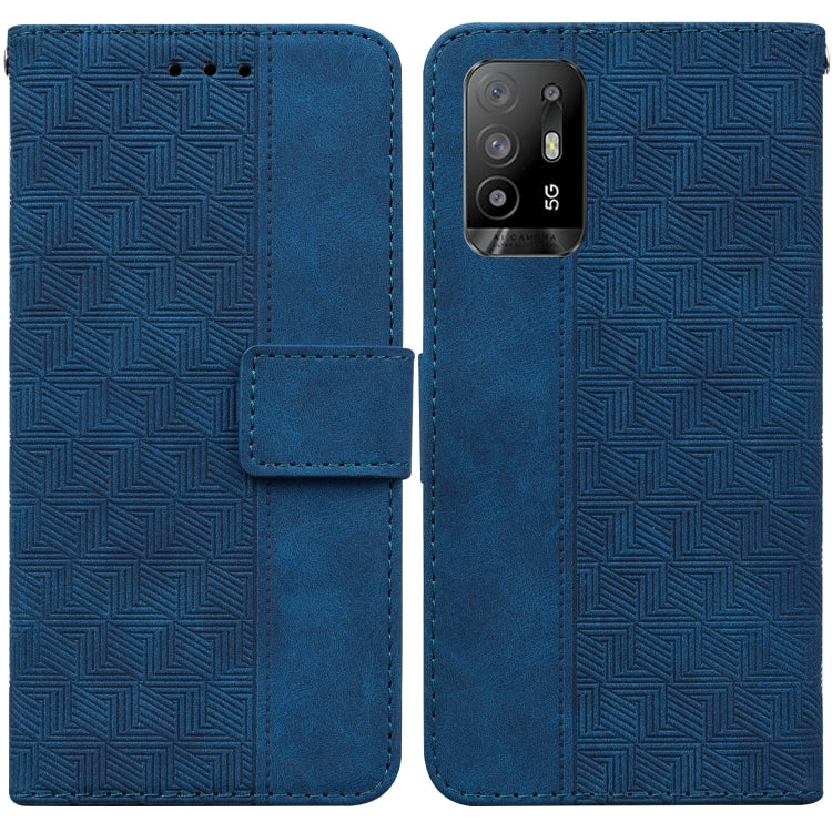 For OPPO A94 5G / F19 Pro+ 5G / Reno5 Z Geometric Embossed Leather Phone Case