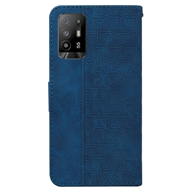 For OPPO A94 5G / F19 Pro+ 5G / Reno5 Z Geometric Embossed Leather Phone Case