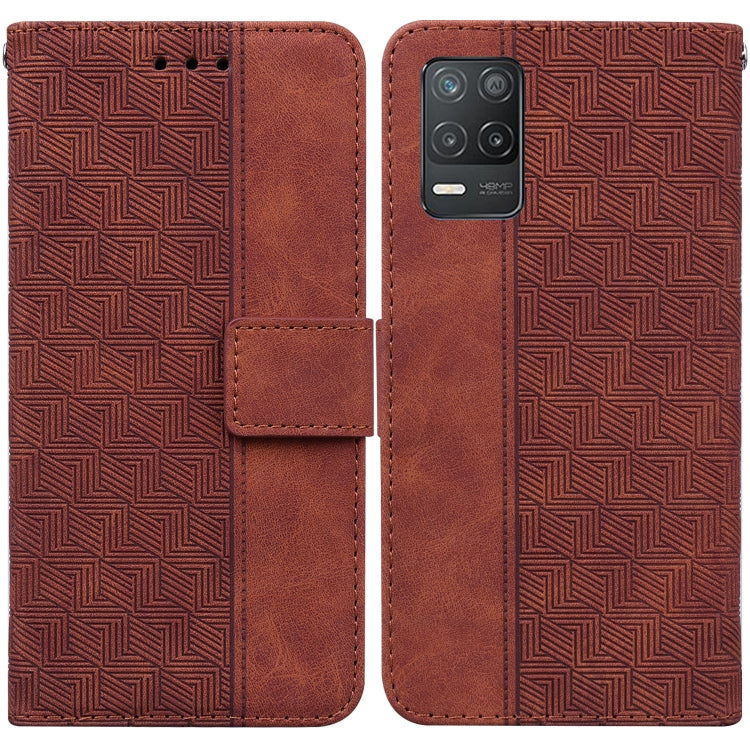 For OPPO Realme 8 5G / Realme V13 5G Geometric Embossed Leather Phone Case