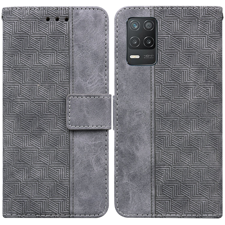 For OPPO Realme 8 5G / Realme V13 5G Geometric Embossed Leather Phone Case