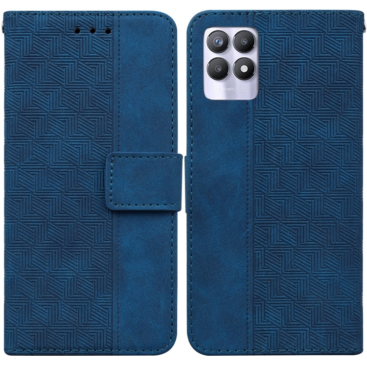 For OPPO Realme 8i Geometric Embossed Leather Phone Case