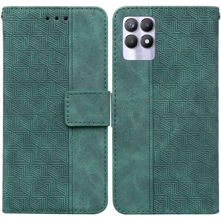 For OPPO Realme 8i Geometric Embossed Leather Phone Case