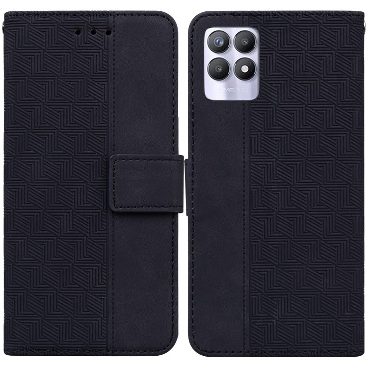 For OPPO Realme 8i Geometric Embossed Leather Phone Case