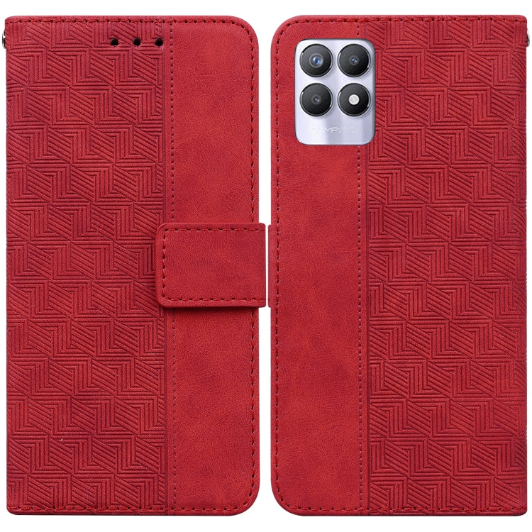 For OPPO Realme 8i Geometric Embossed Leather Phone Case