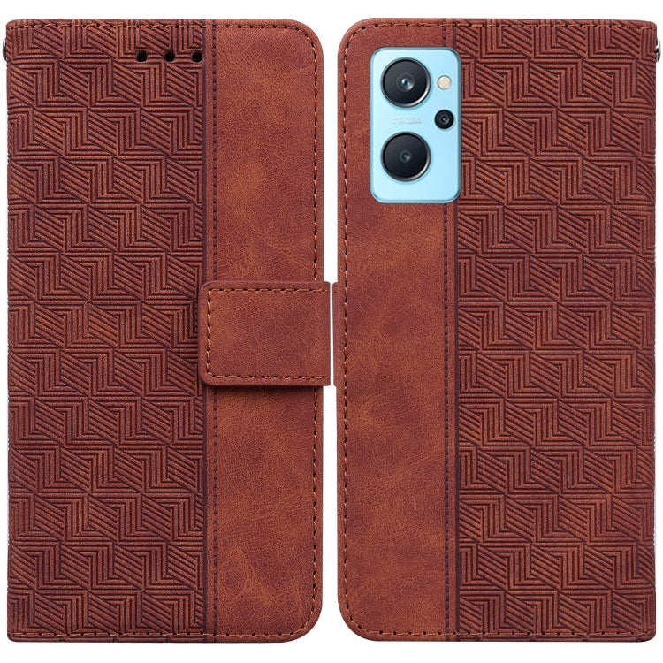 For OPPO Realme 9i / A76 4G / A36 Geometric Embossed Leather Phone Case