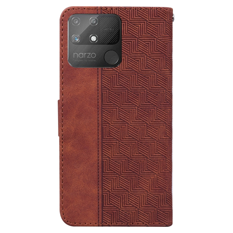 For OPPO Realme Narzo 50A Geometric Embossed Leather Phone Case