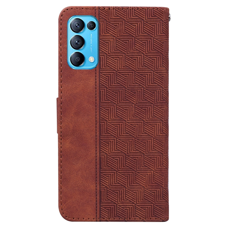 For OPPO Reno5 5G / 4G / Find X3 Lite Geometric Embossed Leather Phone Case