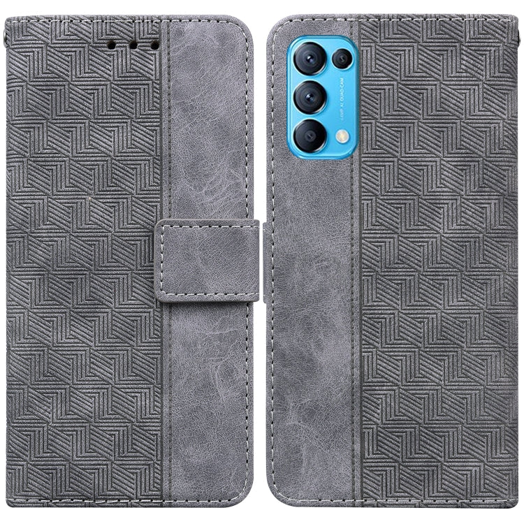 For OPPO Reno5 5G / 4G / Find X3 Lite Geometric Embossed Leather Phone Case