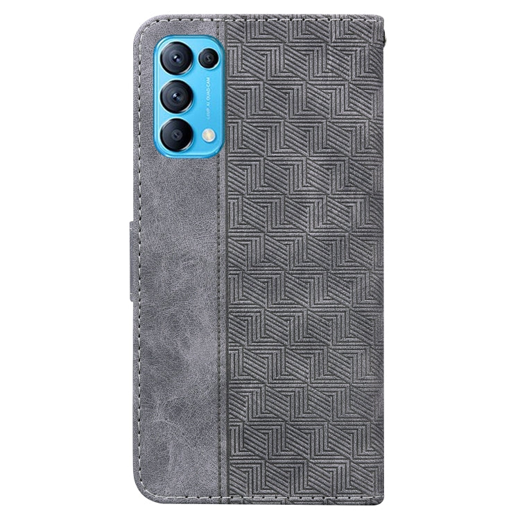For OPPO Reno5 5G / 4G / Find X3 Lite Geometric Embossed Leather Phone Case