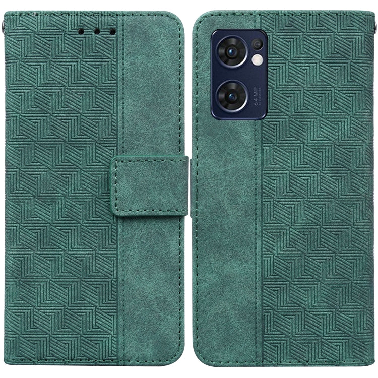 For OPPO Reno7 5G / Find X5 Lite Geometric Embossed Leather Phone Case