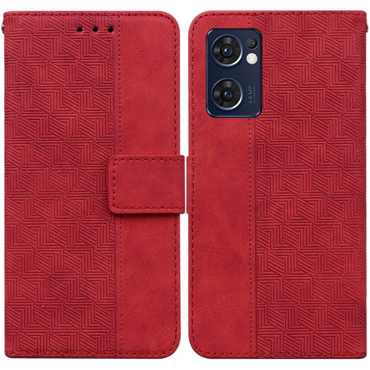 For OPPO Reno7 5G / Find X5 Lite Geometric Embossed Leather Phone Case