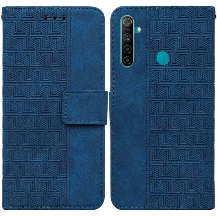For OPPO Realme 5 / 5s / 6i Geometric Embossed Leather Phone Case