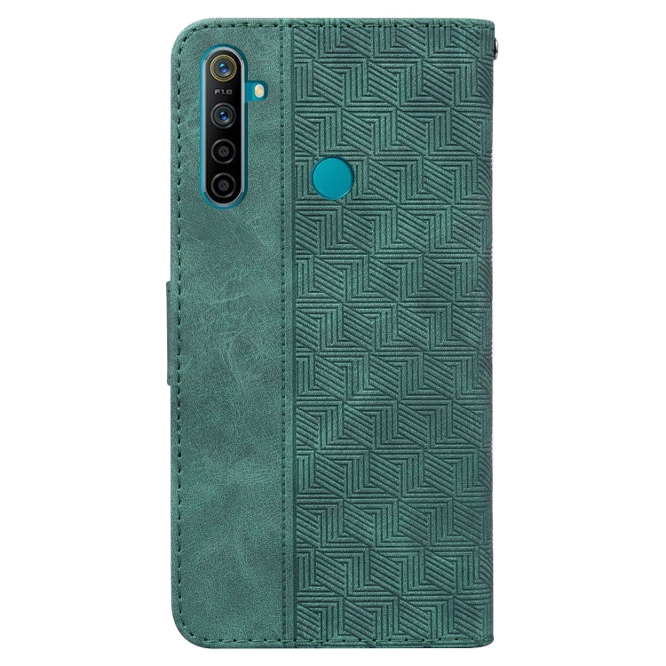 For OPPO Realme 5 / 5s / 6i Geometric Embossed Leather Phone Case