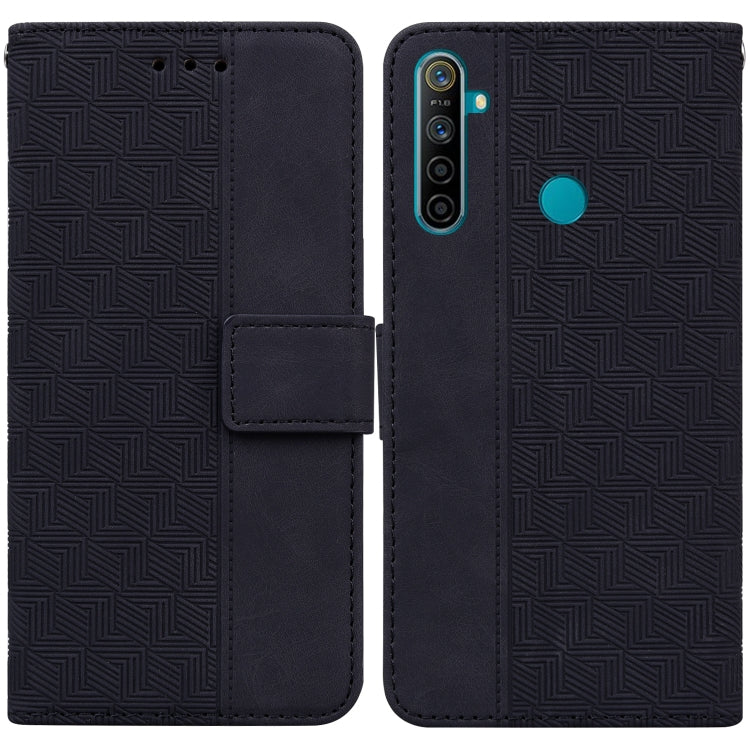 For OPPO Realme 5 / 5s / 6i Geometric Embossed Leather Phone Case