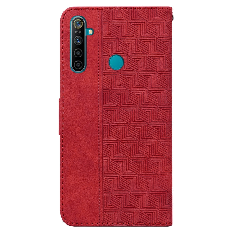 For OPPO Realme 5 / 5s / 6i Geometric Embossed Leather Phone Case