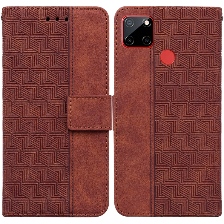 For OPPO Realme C12 / Narzo 20 Geometric Embossed Leather Phone Case
