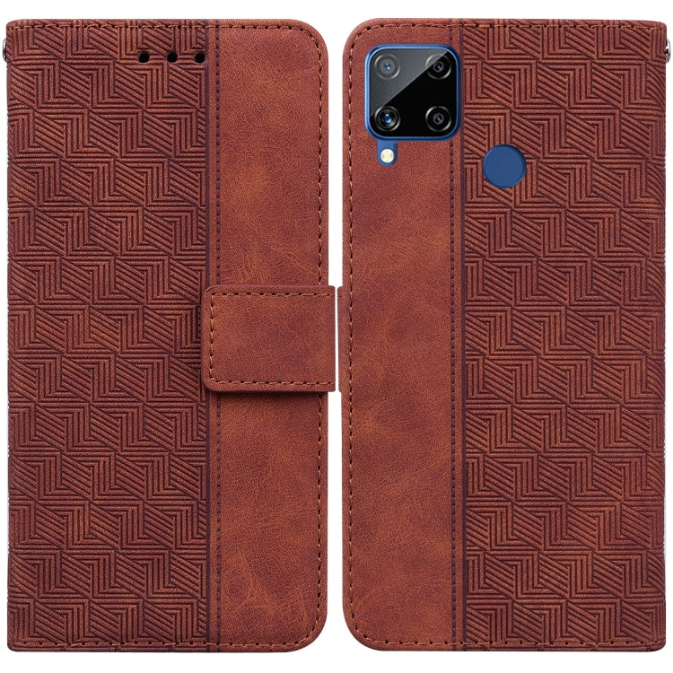 For OPPO Realme C15 Geometric Embossed Leather Phone Case