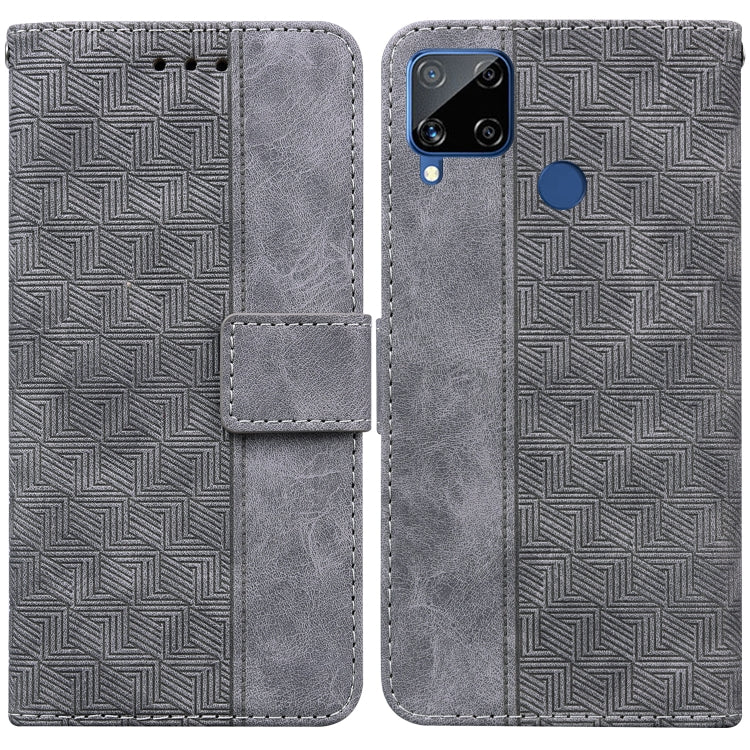 For OPPO Realme C15 Geometric Embossed Leather Phone Case