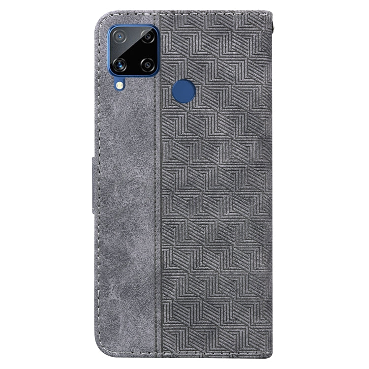 For OPPO Realme C15 Geometric Embossed Leather Phone Case