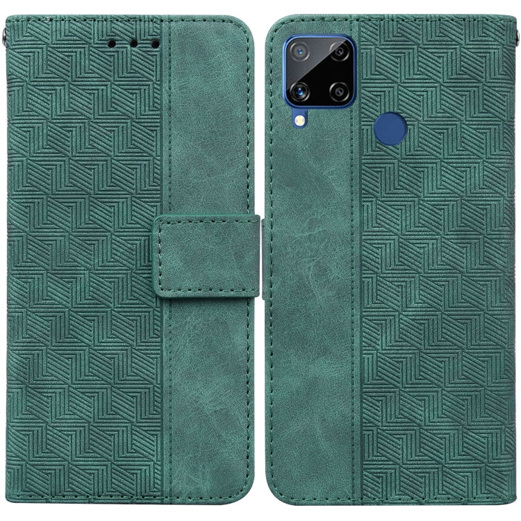 For OPPO Realme C15 Geometric Embossed Leather Phone Case