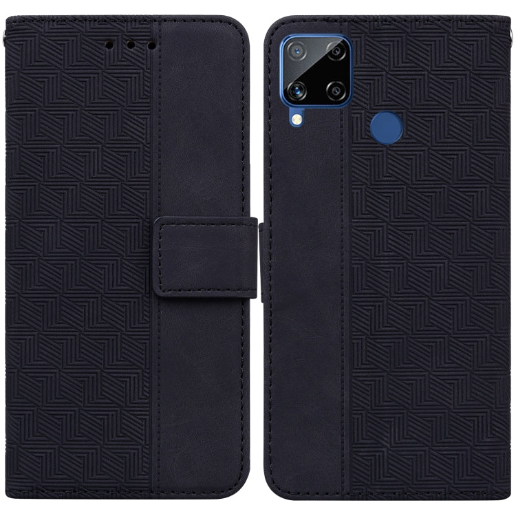 For OPPO Realme C15 Geometric Embossed Leather Phone Case
