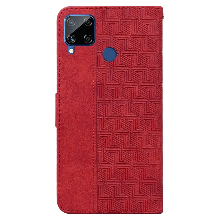 For OPPO Realme C15 Geometric Embossed Leather Phone Case